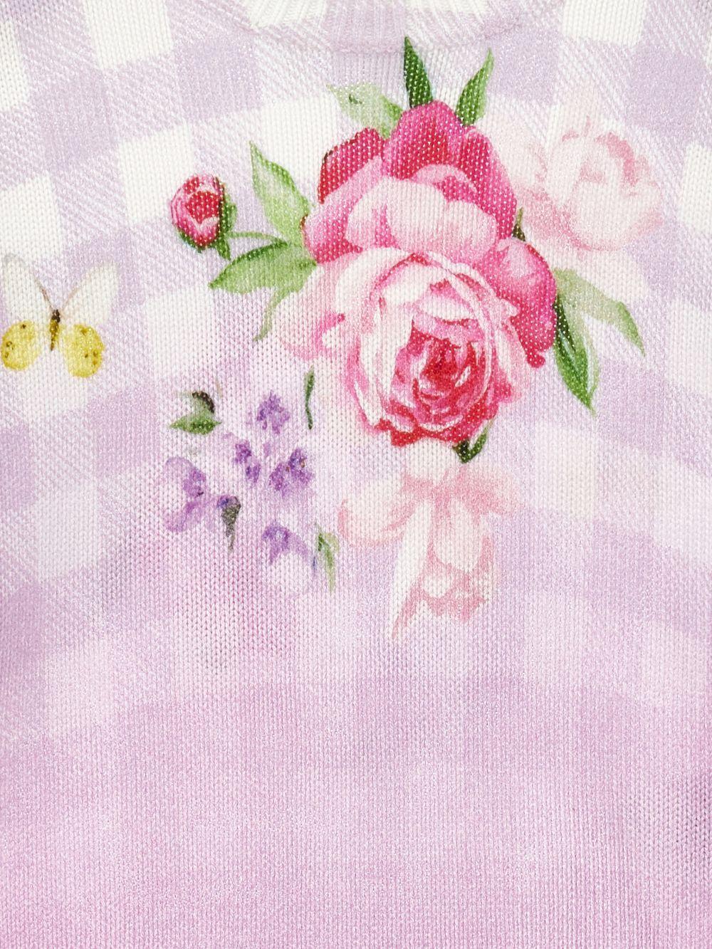 Maglione per bambina Monnalisa rosa a quadretti - Rubino Kids