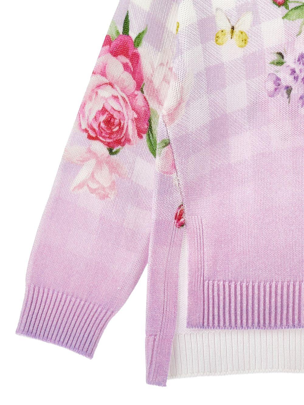 Maglione per bambina Monnalisa rosa a quadretti - Rubino Kids