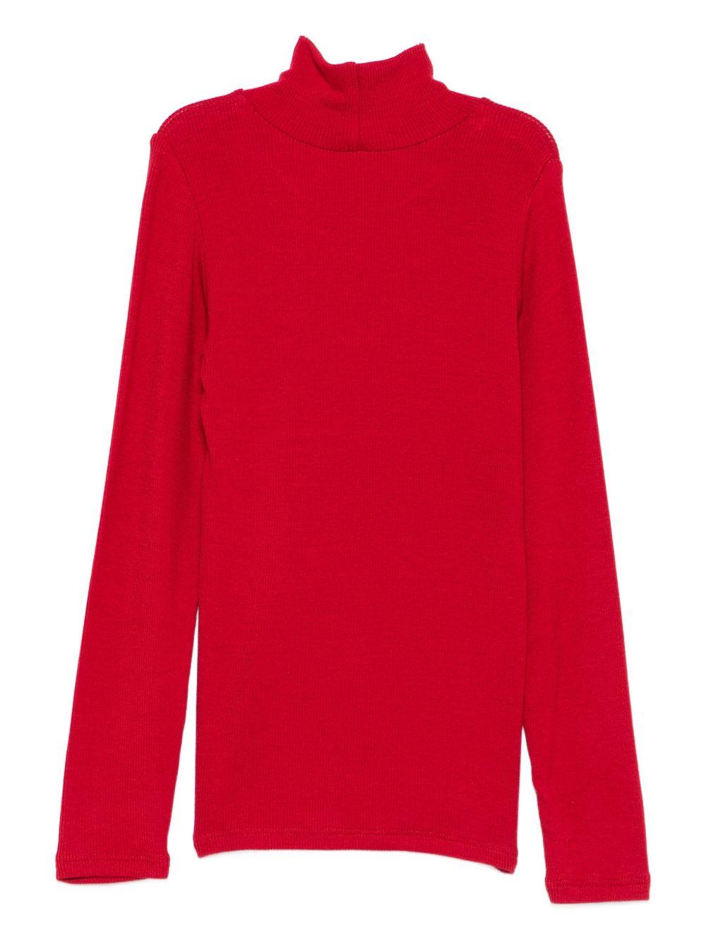 Maglione per bambina Monnalisa rosso a collo alto - Rubino Kids