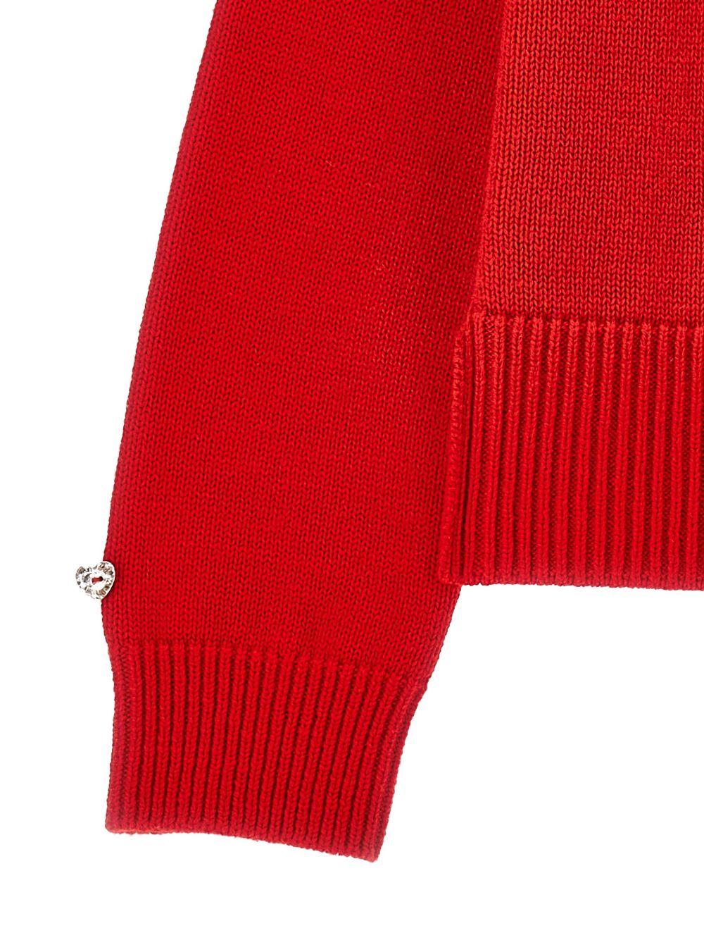 Maglione per bambina Monnalisa rosso con ricamo con ricamo Merry Christmas - Rubino Kids