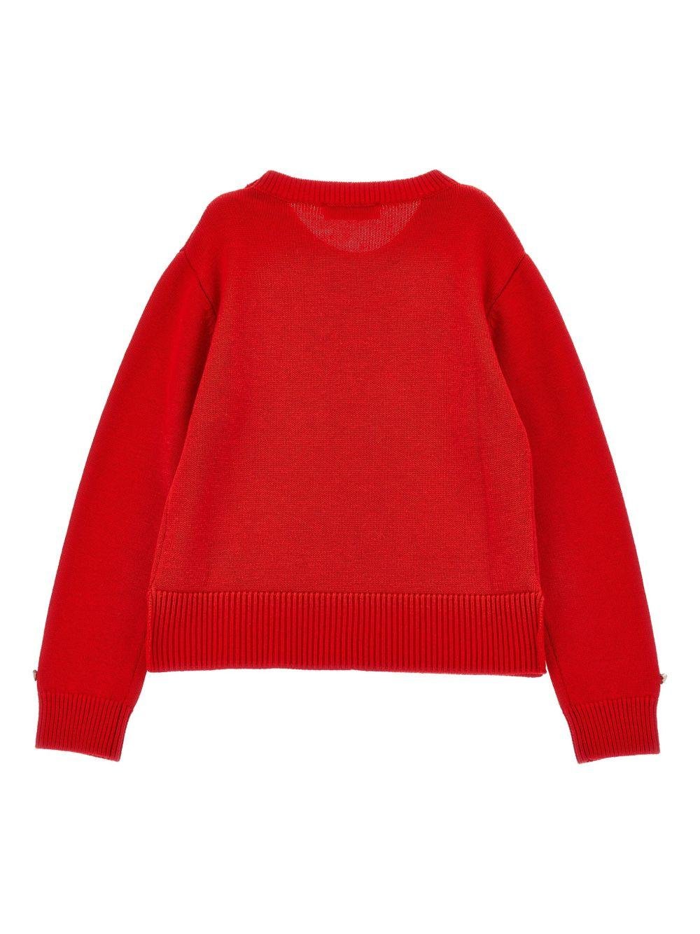 Maglione per bambina Monnalisa rosso con ricamo con slogan - Rubino Kids