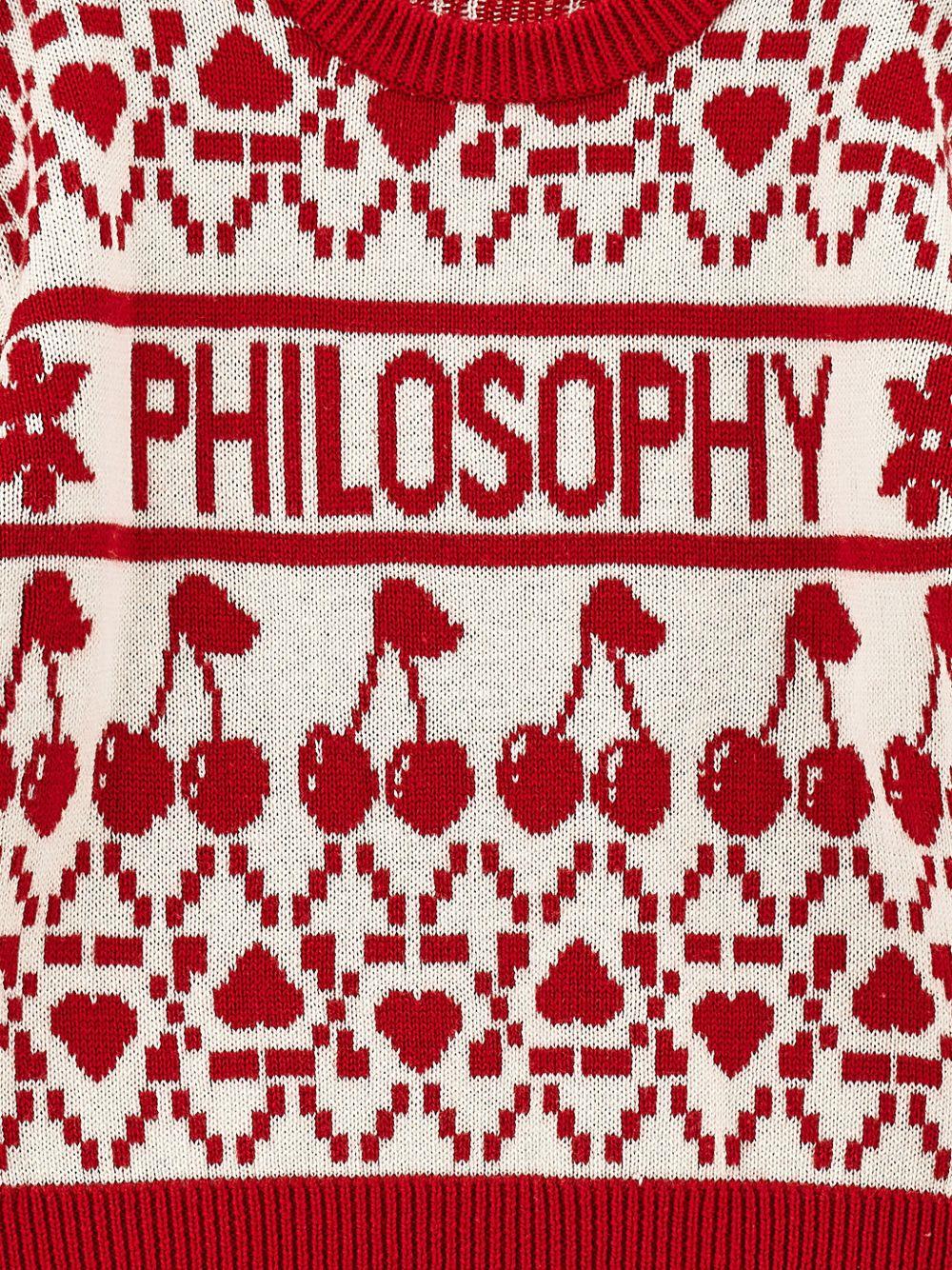 Maglione per bambina Philosophy di Lorenzo Serafini Kids rosso con motivo a ciligie - Rubino Kids