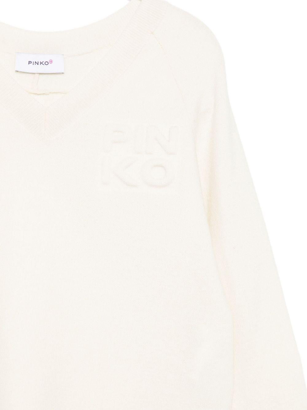 Maglione per bambina Pinko Kids bianco con logo sul davanti - Rubino Kids