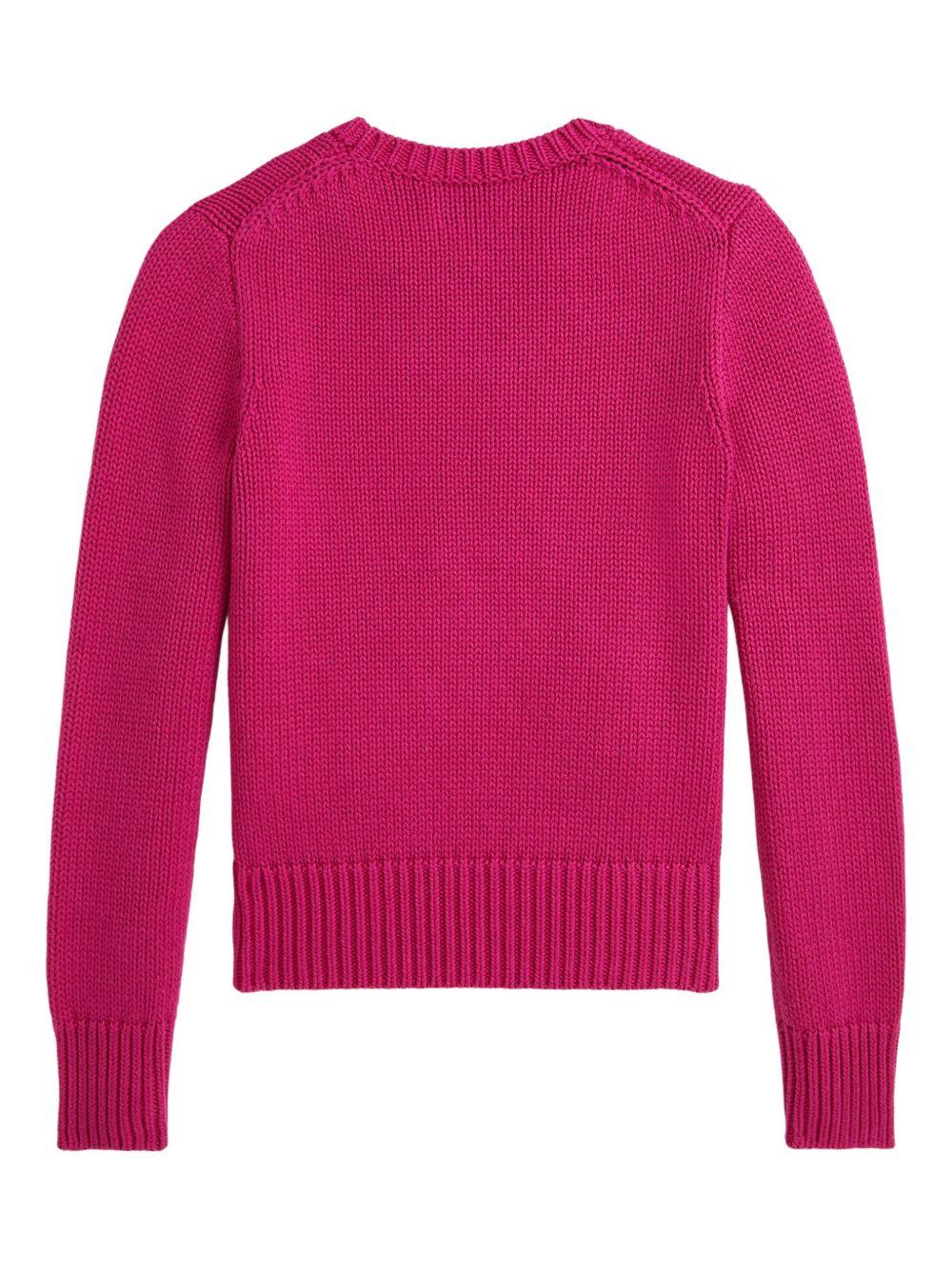 Maglione per bambina Polo Ralph Lauren Kids fucsia con motivo a bandiera - Rubino Kids