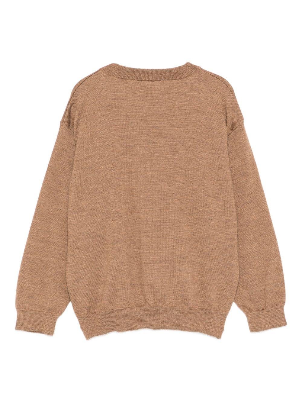 Maglione per bambini Fendi Kids marrone con logo ricamato - Rubino Kids