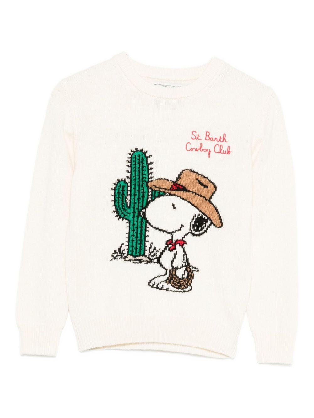 Maglione per bambini MC2 Saint Barth Kids bianco con stampa Snoopy - Rubino Kids