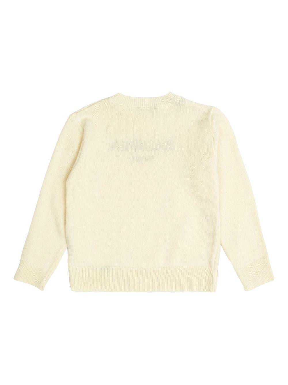Maglione per bambino Balmain Kids beige con logo a intarsio e girocollo - Rubino Kids
