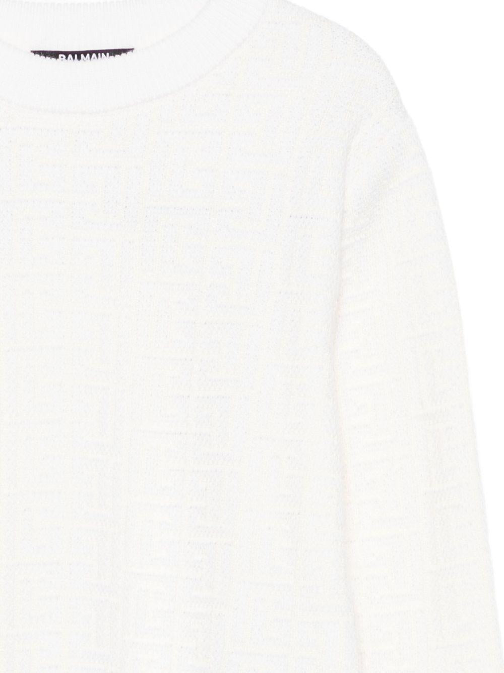 Maglione per bambino Balmain Kids bianco in cotone con trama in rilievo - Rubino Kids