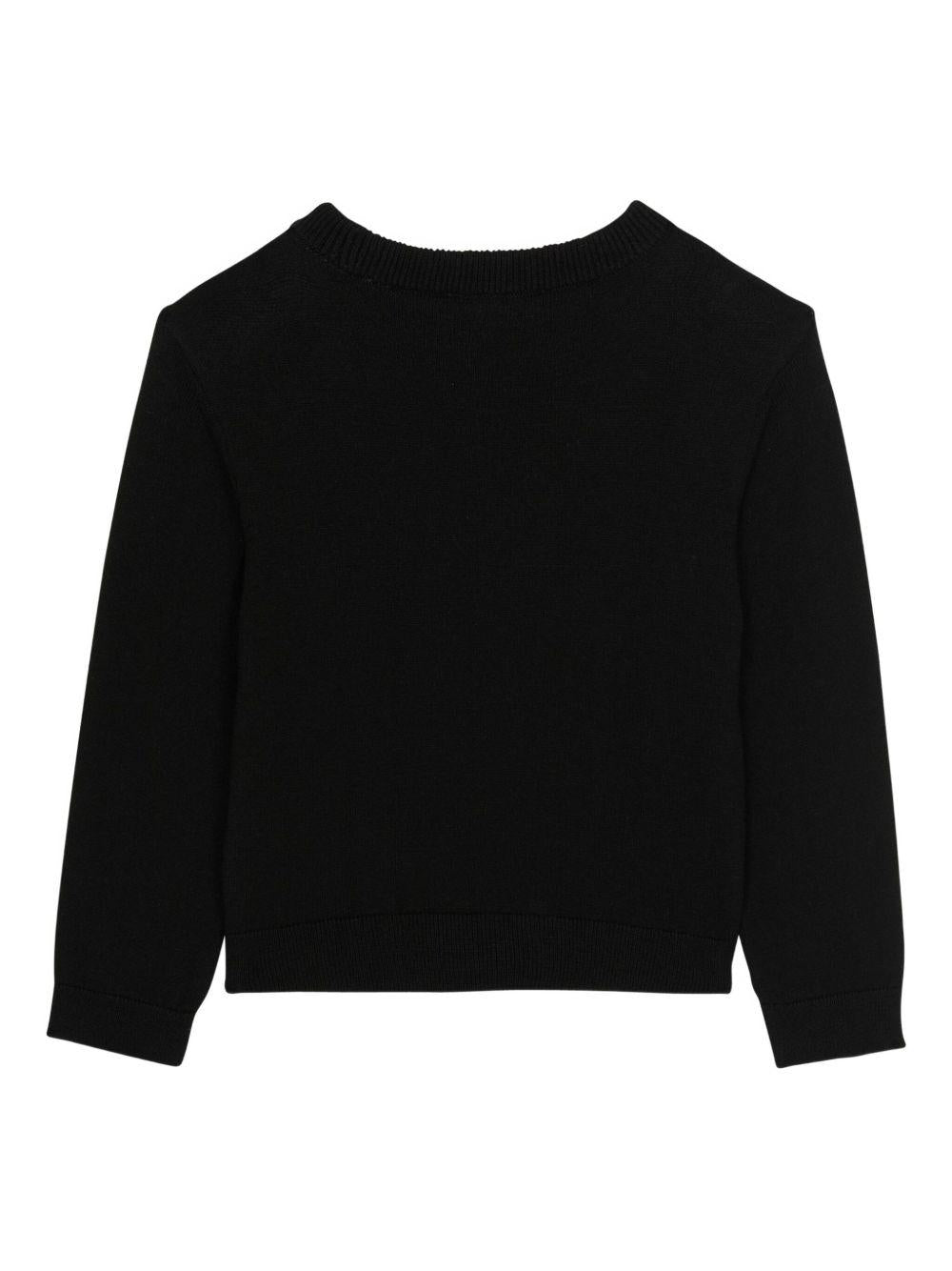 Maglione per bambino Balmain Kids nero con logo a intarsio e girocollo - Rubino Kids