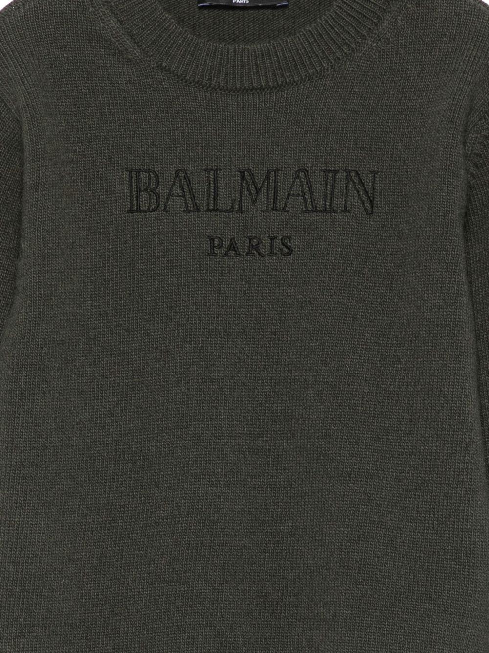 Maglione per bambino Balmain Kids verde con ricamo - Rubino Kids