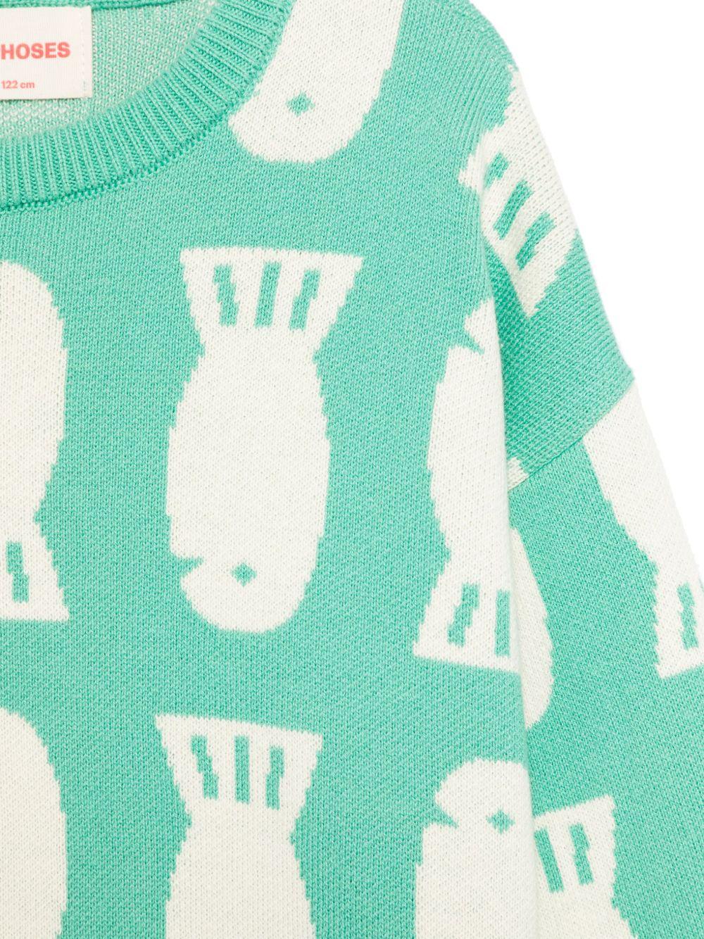 Maglione per bambino Bobo Choses Lucky Fish verde con motivo jacquard - Rubino Kids
