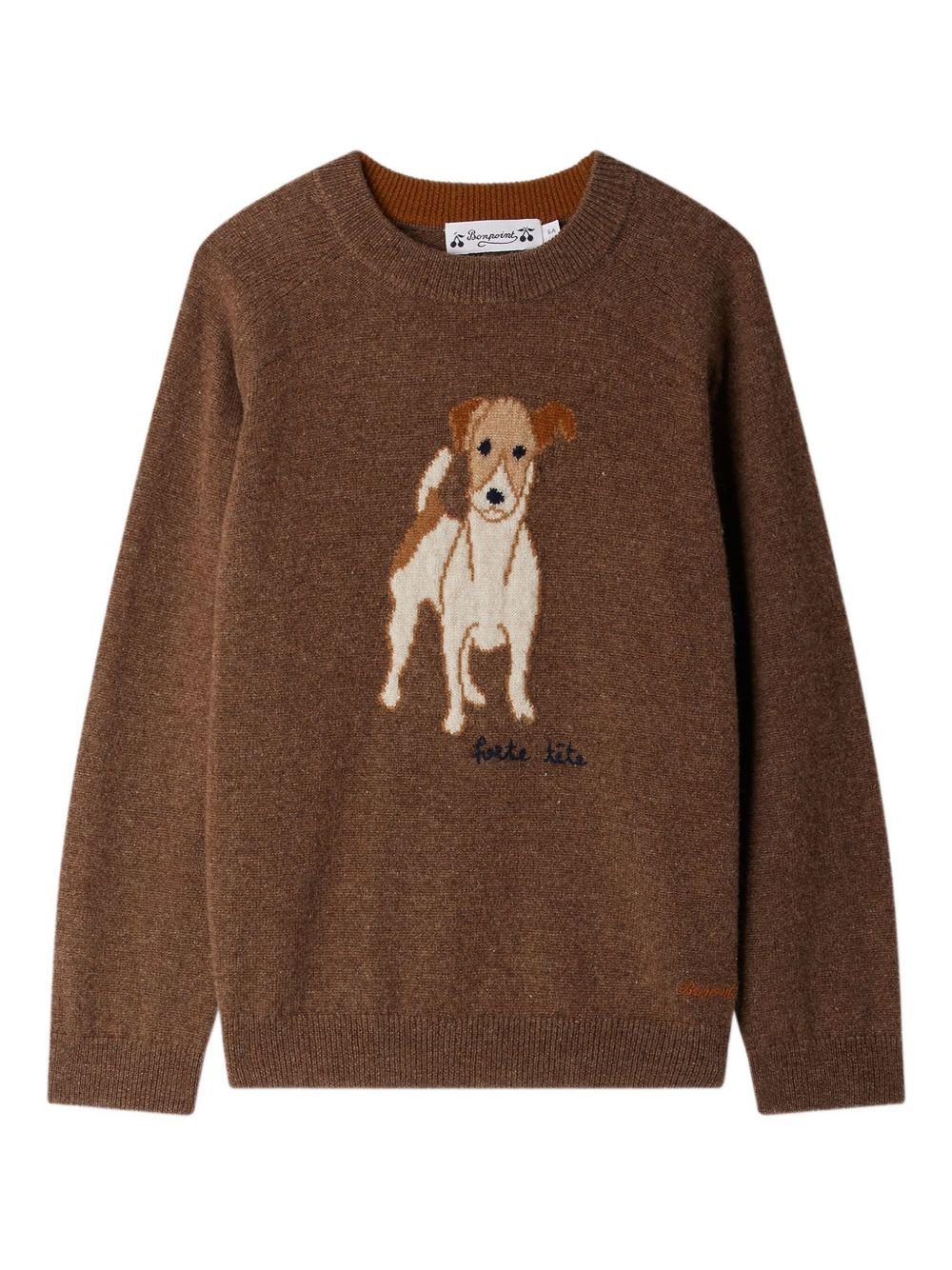 Maglione per bambino Bonpoint Berlioz marrone con effetto jacquard - Rubino Kids
