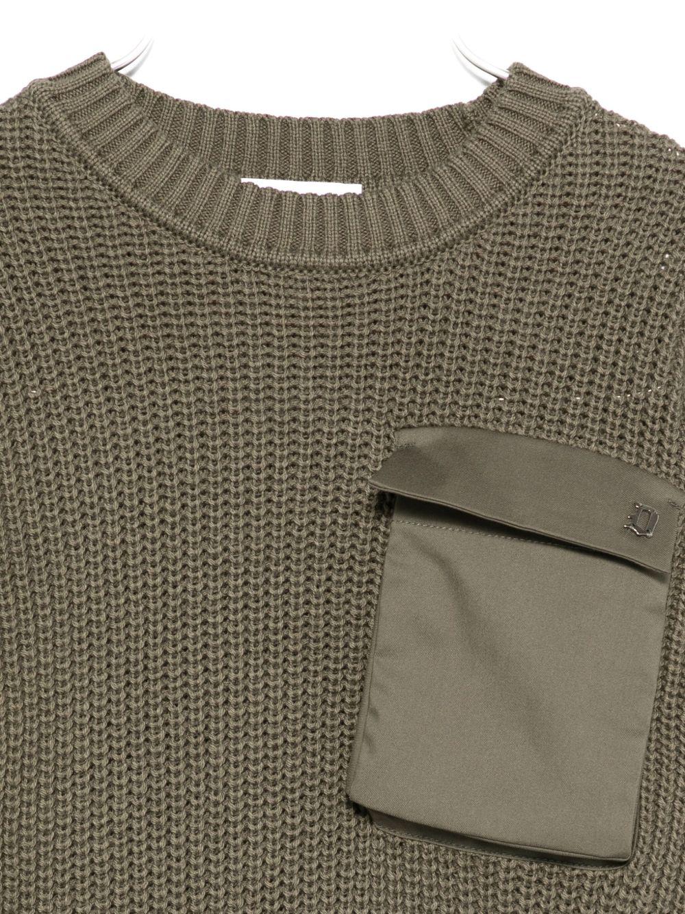 Maglione per bambino Dondup Kids verde con tasca sul petto con patta - Rubino Kids