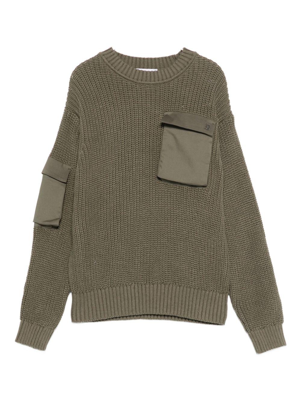 Maglione per bambino Dondup Kids verde con tasca sul petto con patta - Rubino Kids