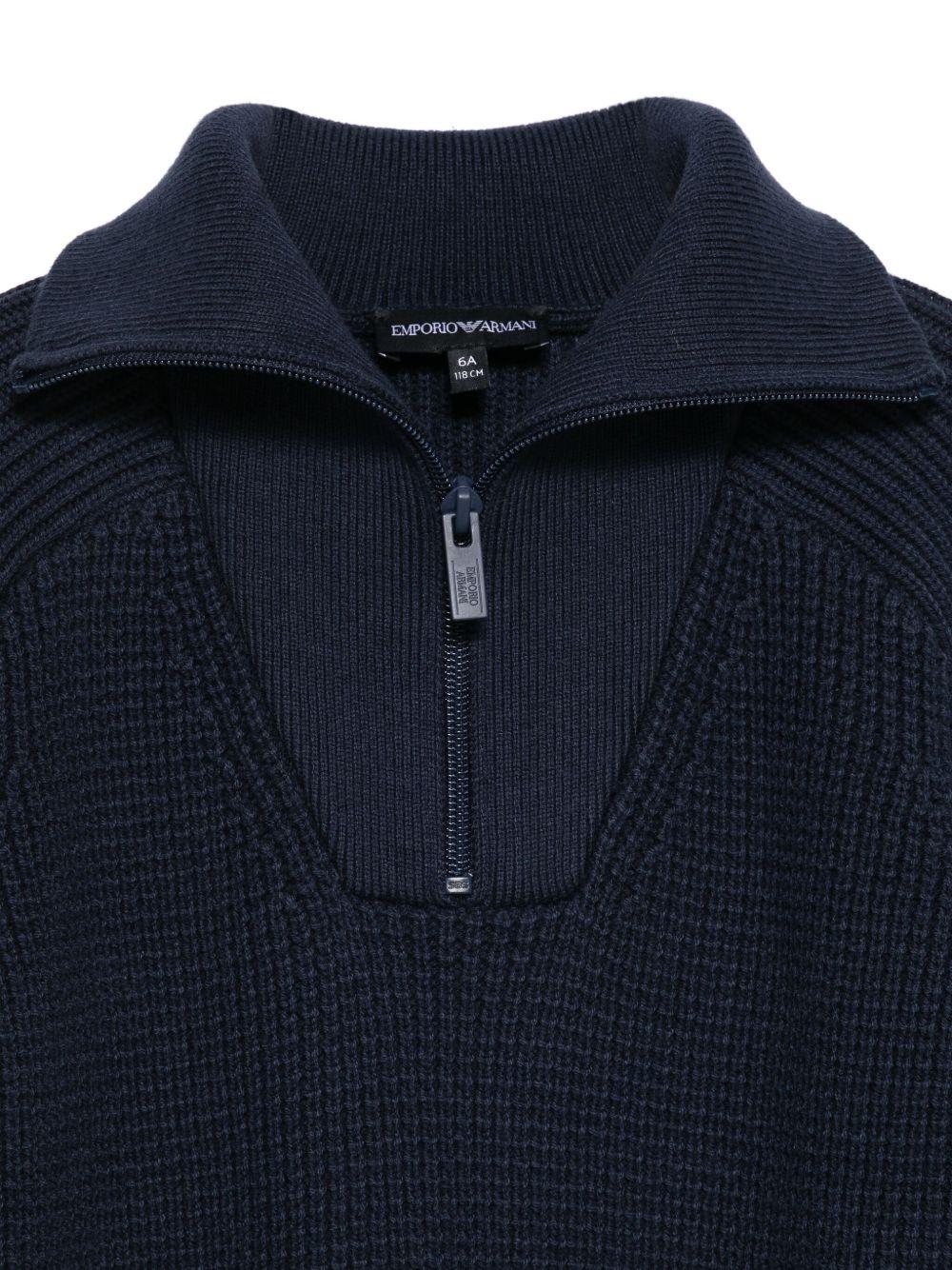 Maglione per bambino Emporio Armani Kids blu con logo applicato - Rubino Kids