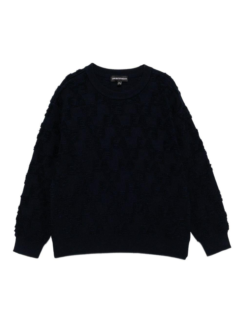 Maglione per bambino Emporio Armani Kids blu con maniche corte - Rubino Kids