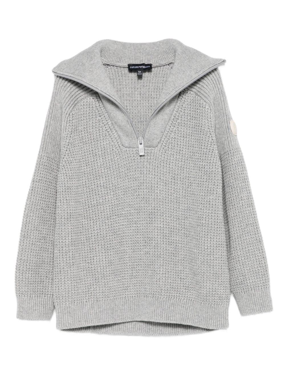 Maglione per bambino Emporio Armani Kids grigio con cerniera sul collo - Rubino Kids