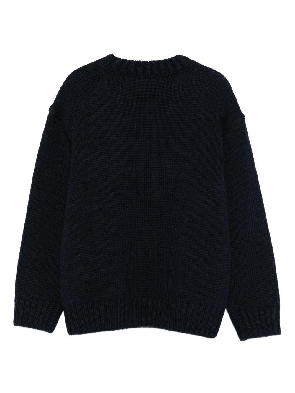 Maglione per bambino Emporio Armani Kids nero con intarsio del logo - Rubino Kids