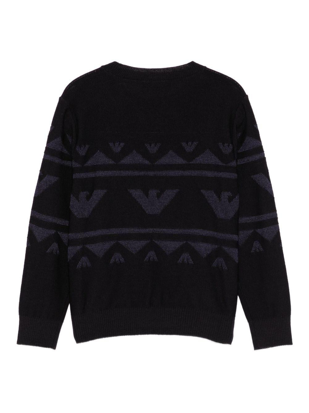 Maglione per bambino Emporio Armani Kids nero con logo aquila - Rubino Kids