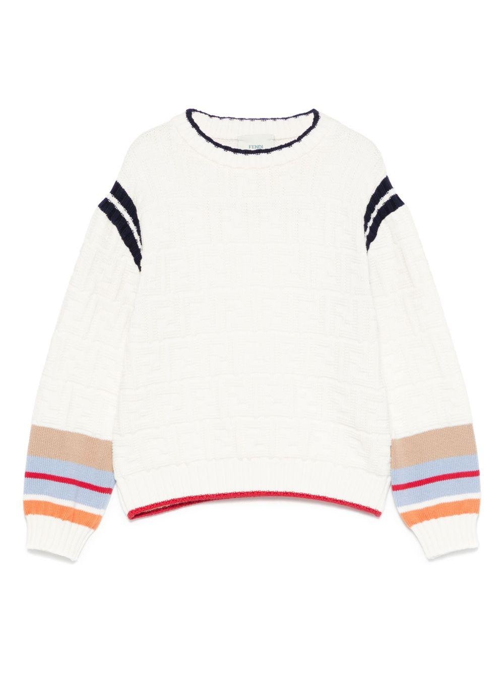 Maglione per bambino Fendi Kids beige con dettaglio a righe - Rubino Kids