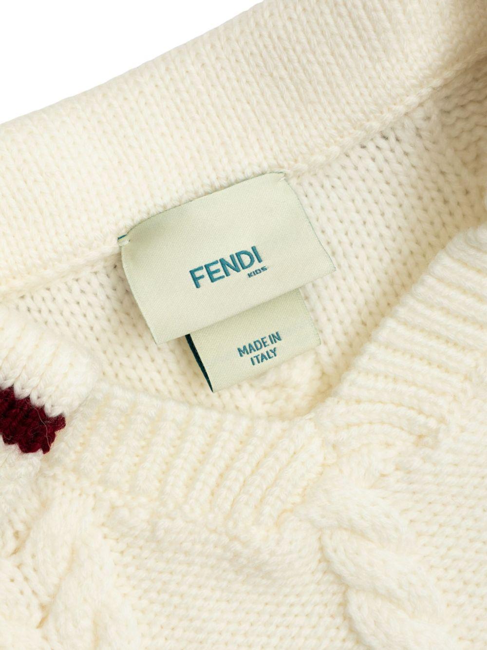 Maglione per bambino Fendi Kids bianco in maglia a trecce - Rubino Kids