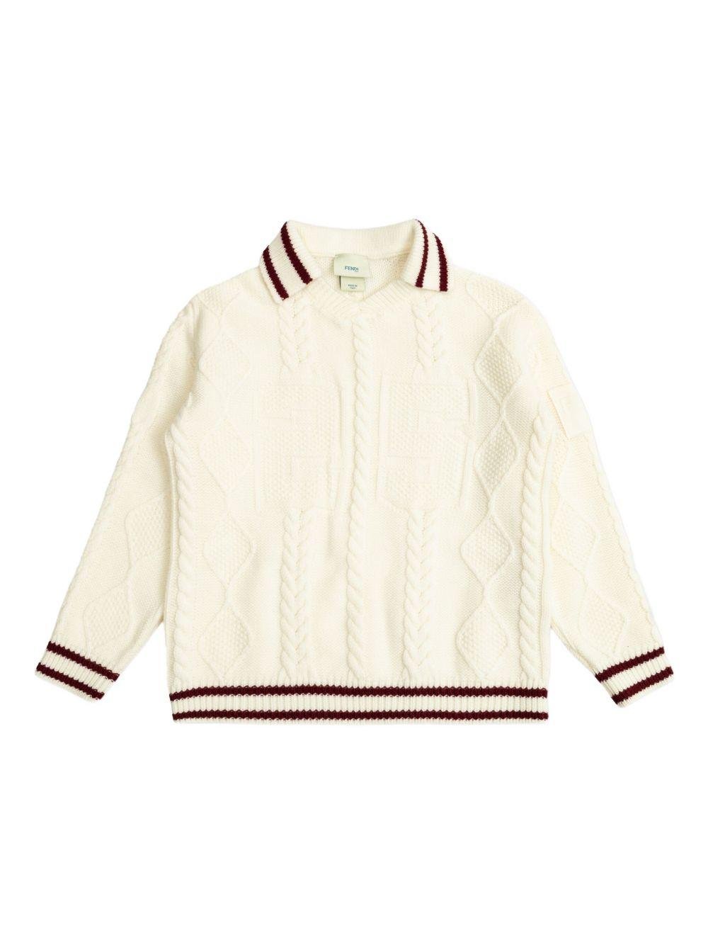 Maglione per bambino Fendi Kids bianco in maglia a trecce - Rubino Kids