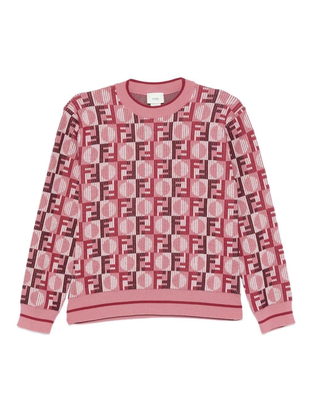 Maglione per bambino Fendi Kids rosa con motivo FF - Rubino Kids