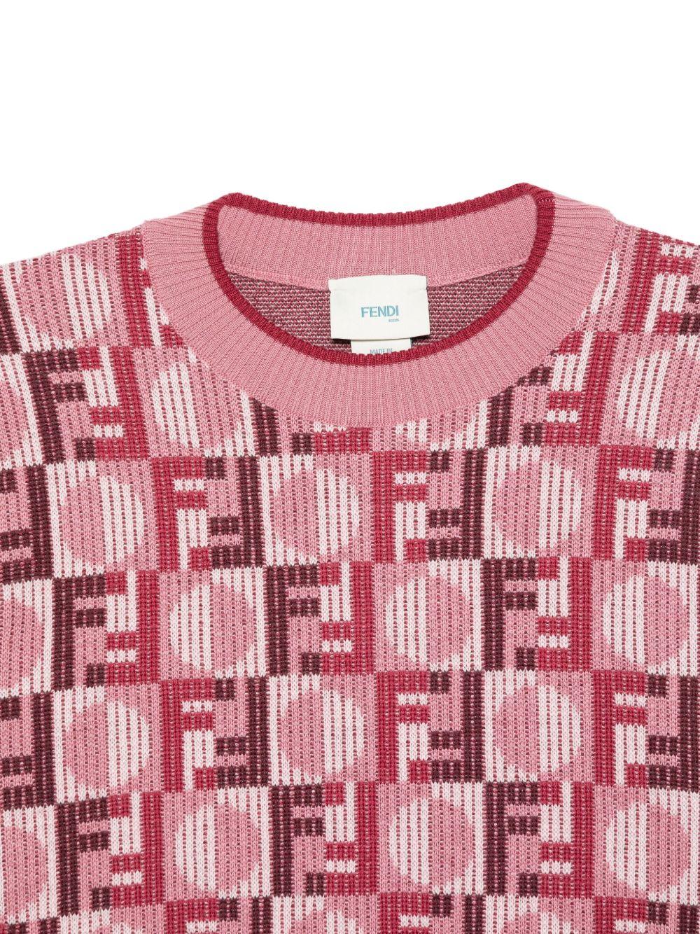 Maglione per bambino Fendi Kids rosa con motivo FF - Rubino Kids