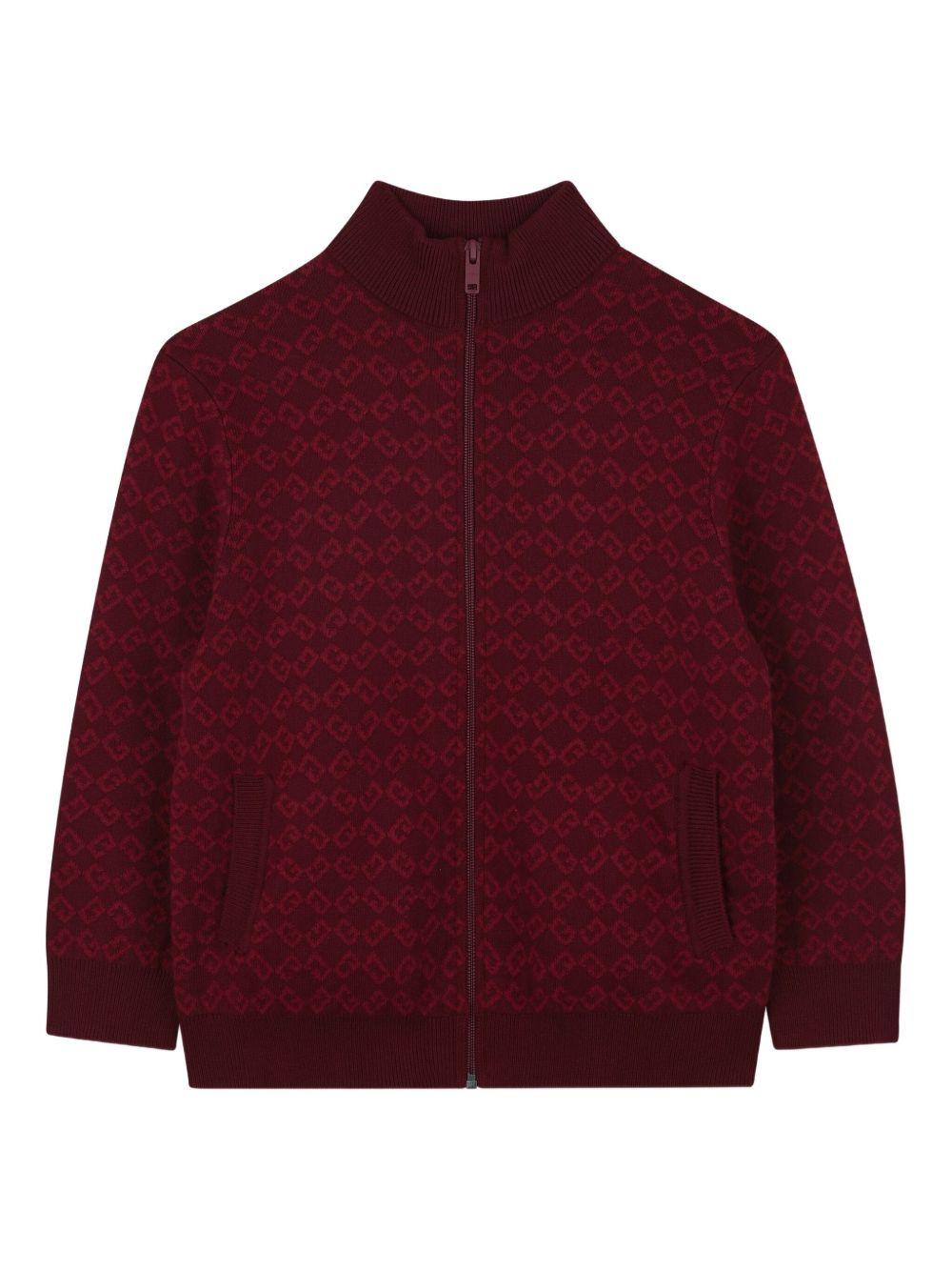 Maglione per bambino Givenchy Kids rosso con motivo con monogramma all - over - Rubino Kids