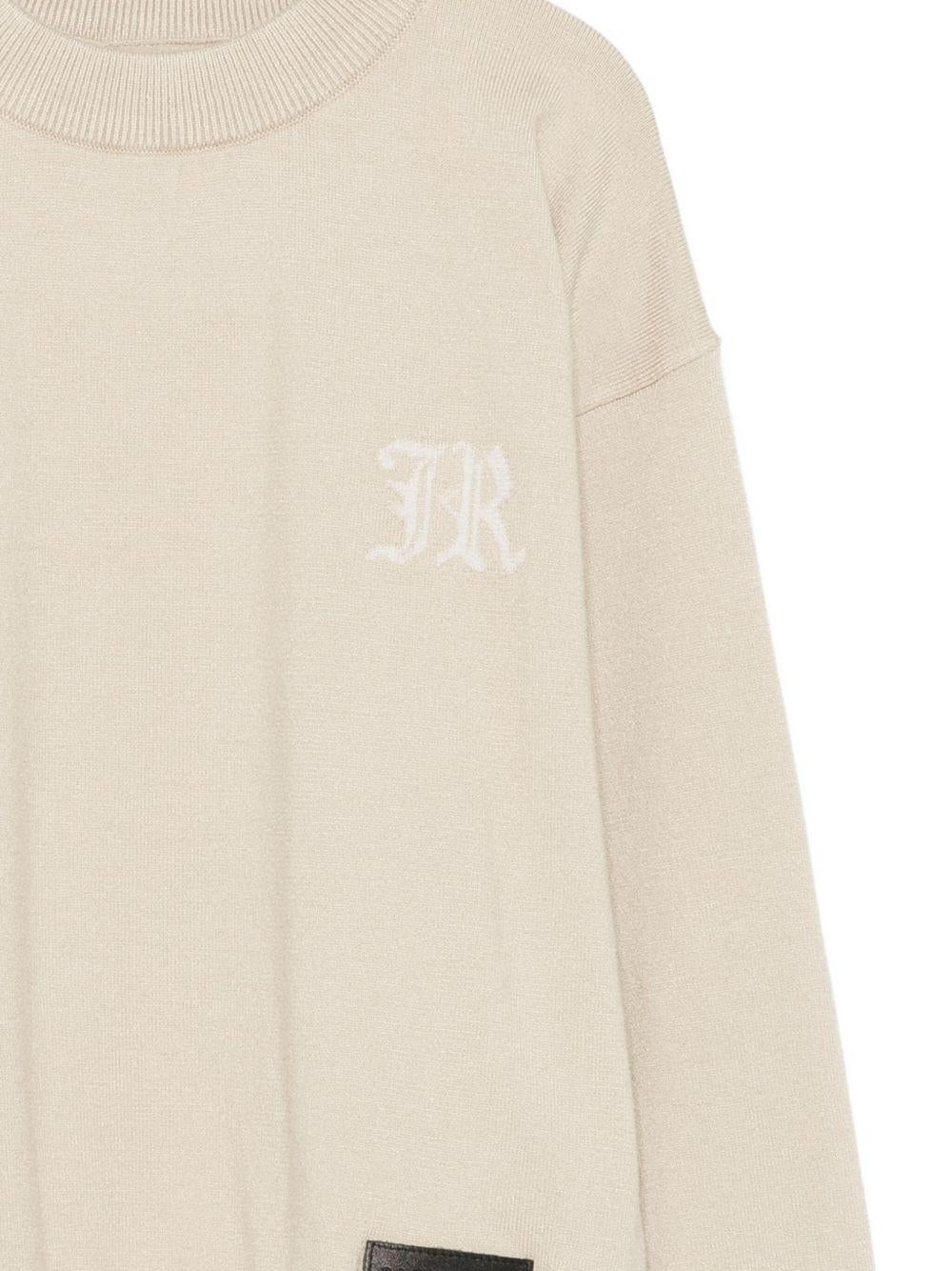 Maglione per bambino John Richmond Junior beige con logo a intarsio - Rubino Kids