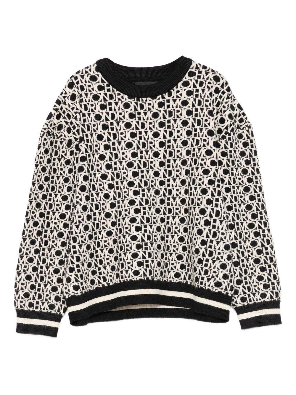 Maglione per bambino John Richmond Junior nero con logo all - over - Rubino Kids