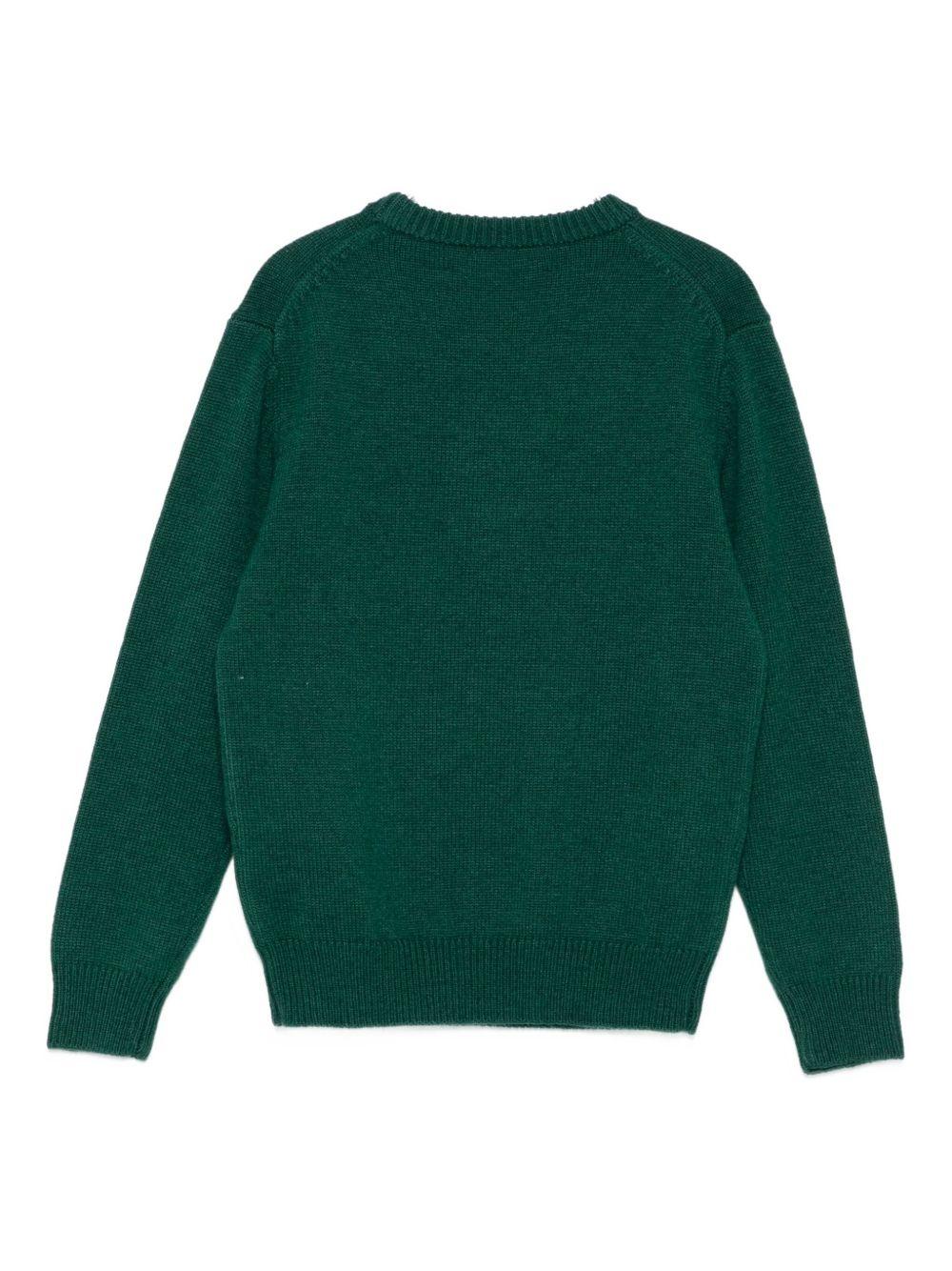 Maglione per bambino MC2 Saint Barth Kids verde con ricamo treno sul davanti - Rubino Kids