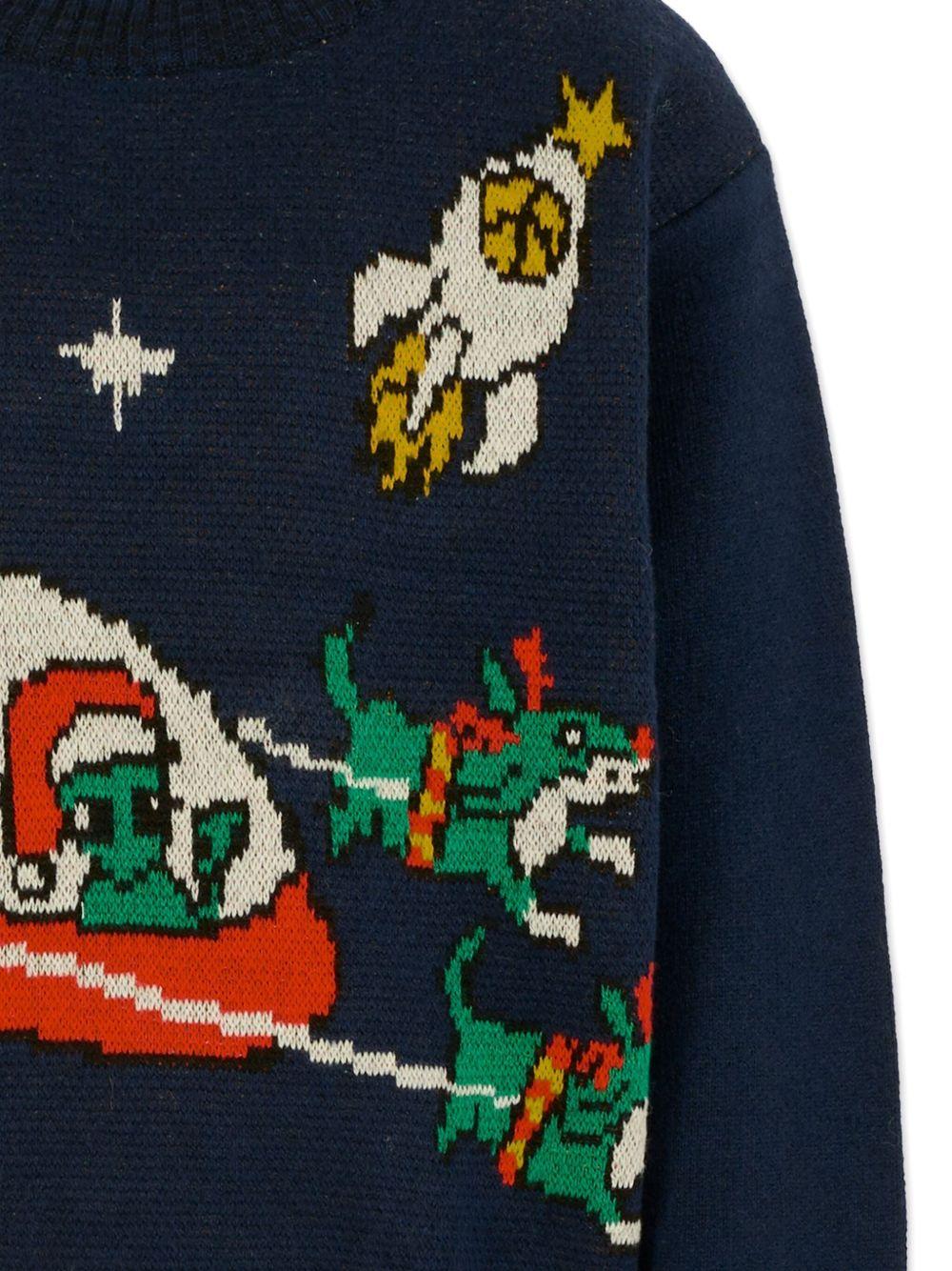 Maglione per bambino Molo blu con stampa alieni - Rubino Kids