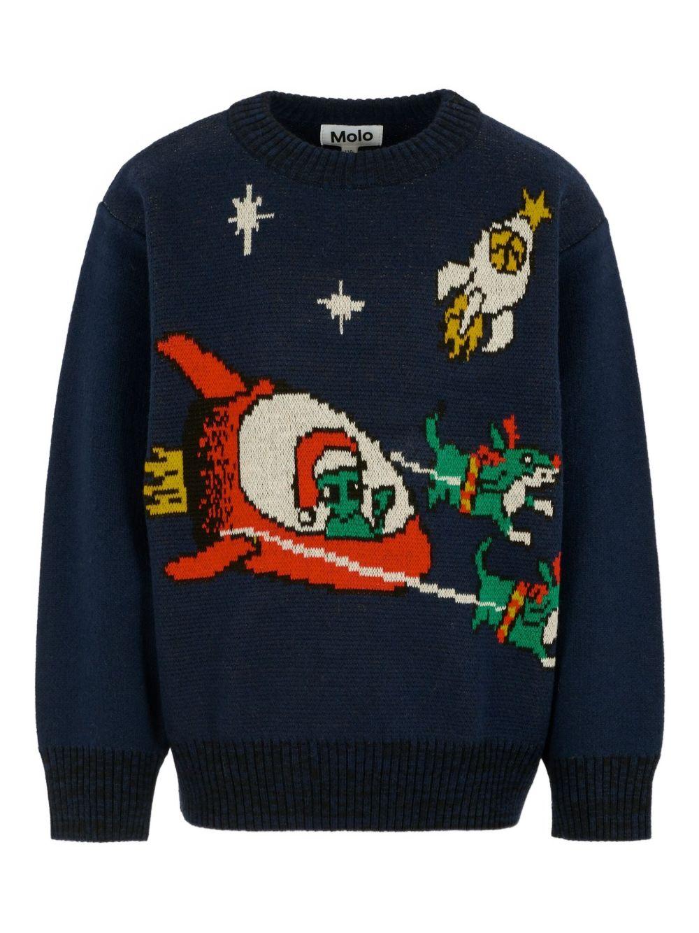 Maglione per bambino Molo blu con stampa alieni - Rubino Kids