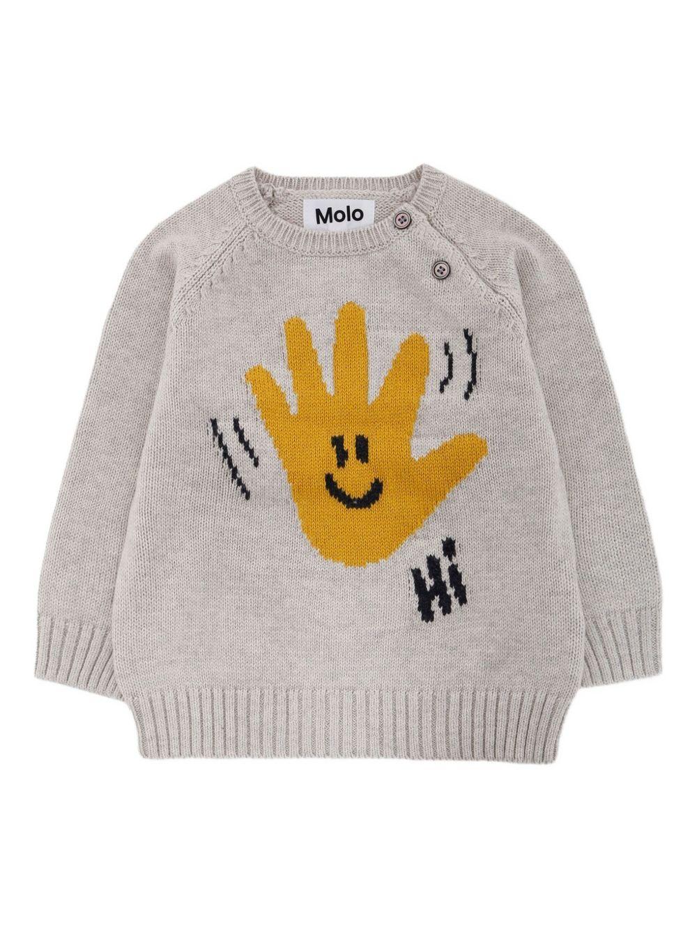 Maglione per bambino Molo grigio Bless con motivo mani a intarsio - Rubino Kids
