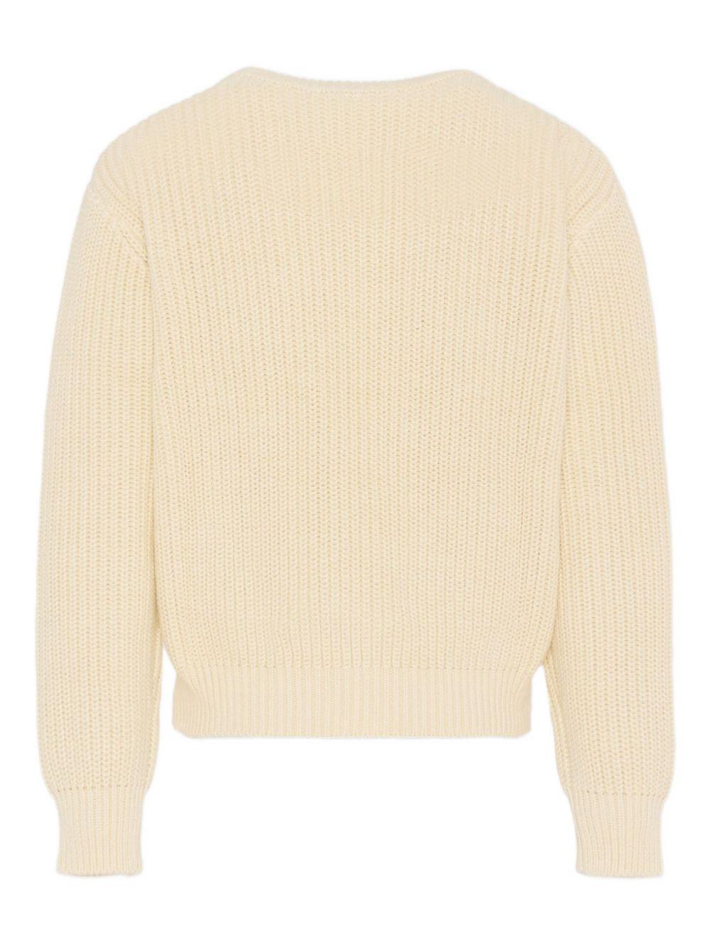 Maglione per bambino MSGM Kids bianco con logo a contrasto sul davanti - Rubino Kids