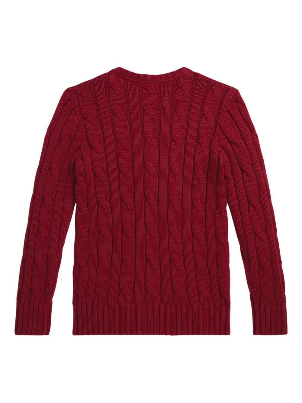 Maglione per bambino Polo Ralph Lauren Kids rosso con maglia intrecciata - Rubino Kids