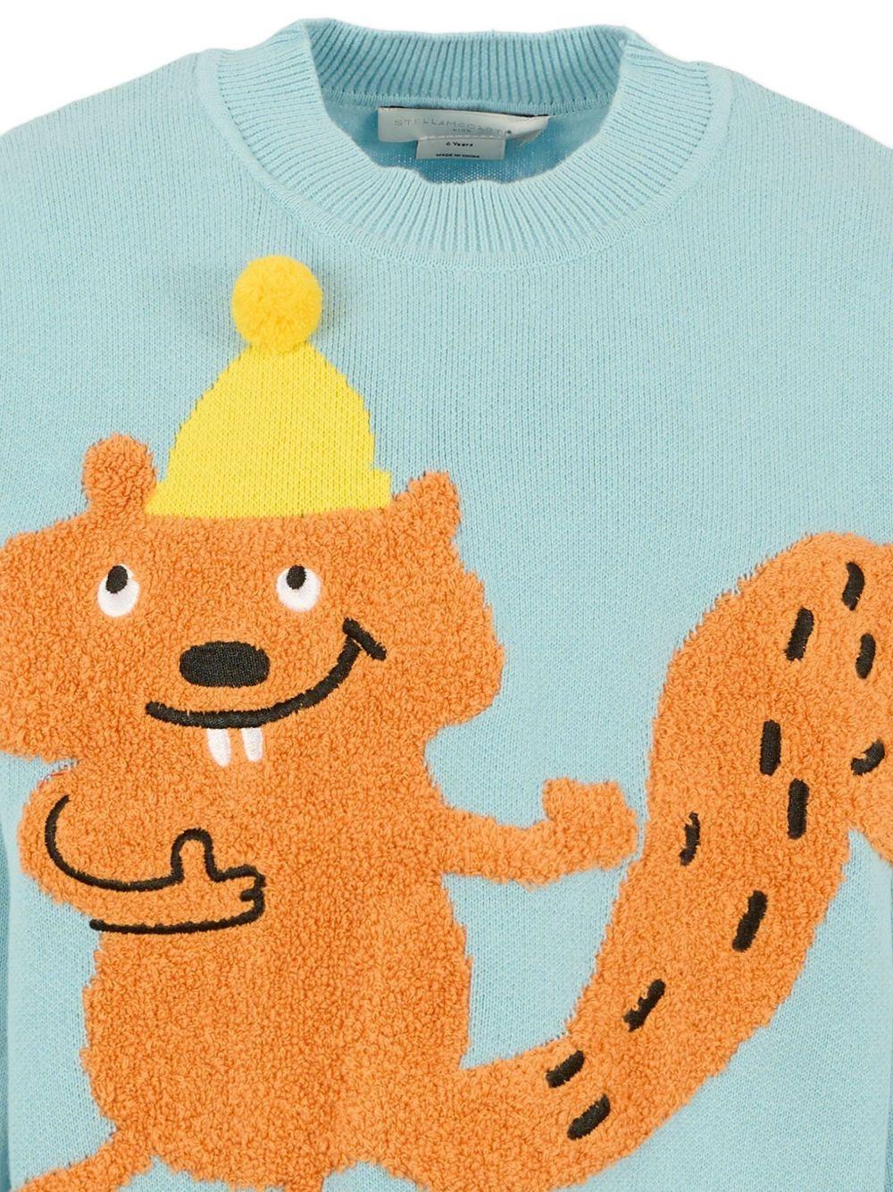 Maglione per bambino Stella McCartney Kids azzurro con motivo scoiattolo - Rubino Kids