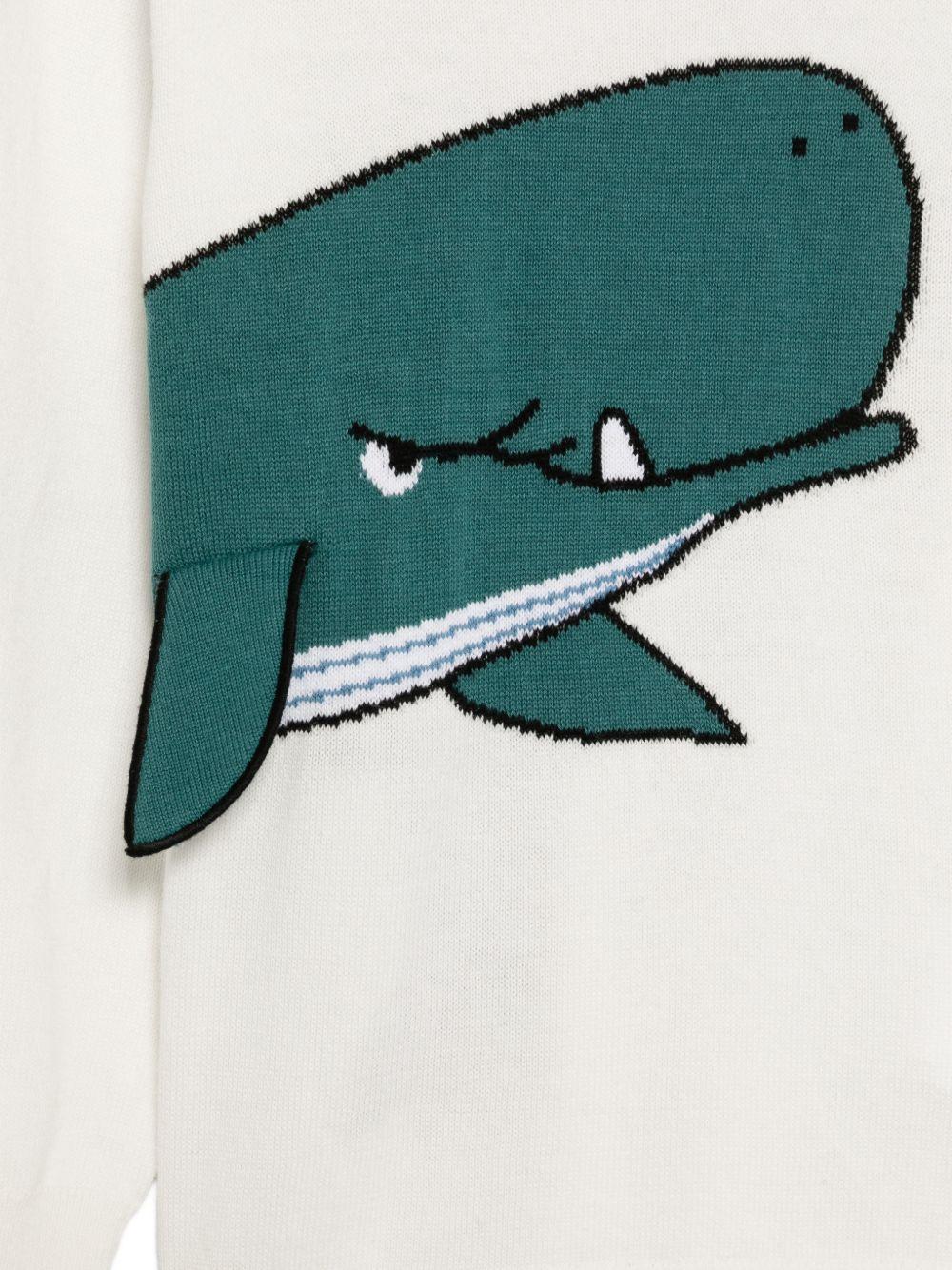 Maglione per bambino Stella McCartney Kids bianco con ricamo balena sul davanti - Rubino Kids