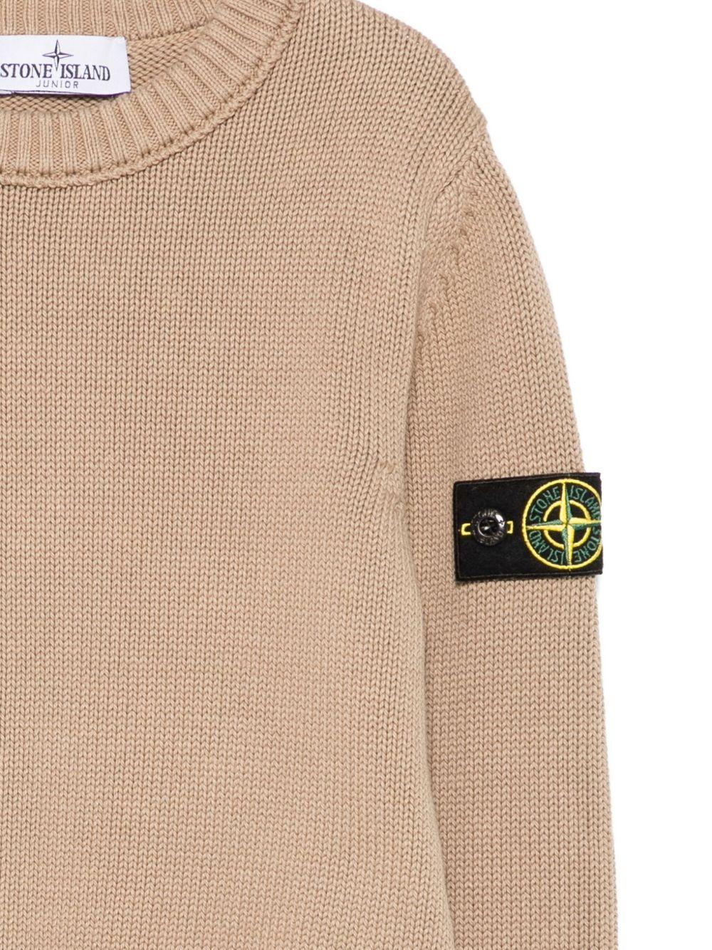 Maglione per bambino Stone Island Junior beige con applicazione con logo - Rubino Kids