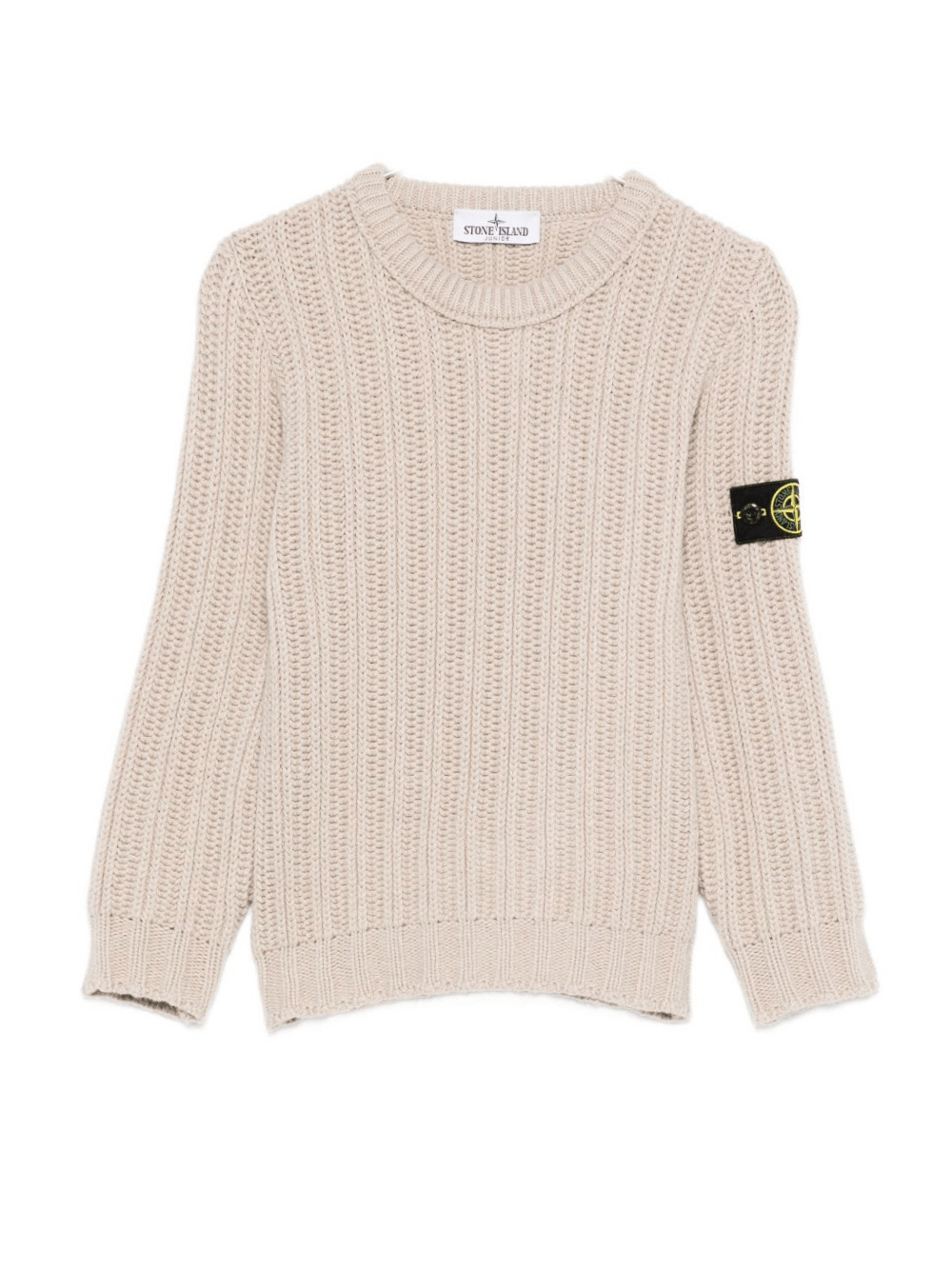 Maglione per bambino Stone Island Junior beige con intarsio a trecce - Rubino Kids