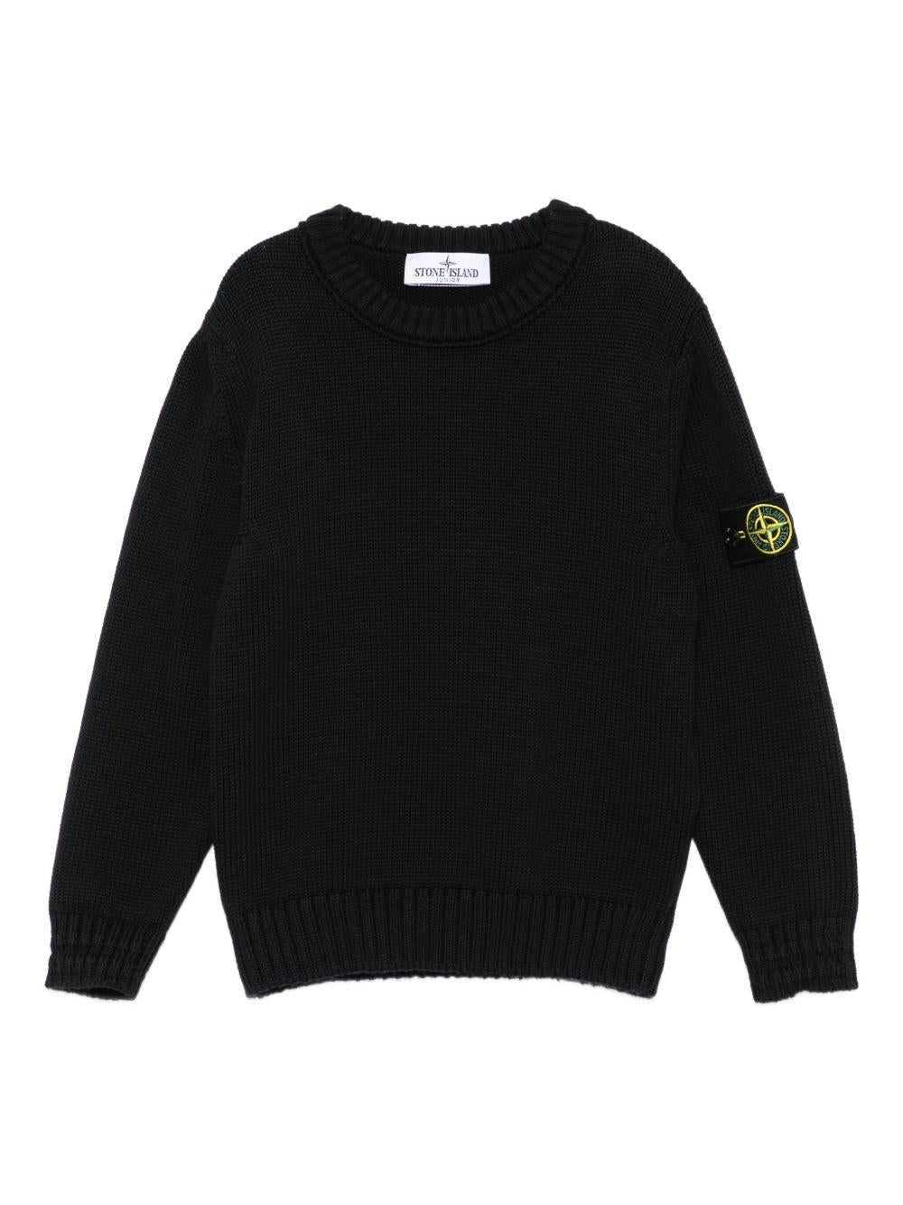 Maglione per bambino Stone Island Junior nero con logo - Rubino Kids