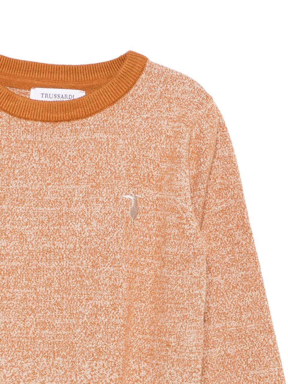 Maglione per bambino Trussardi Junior arancione girocollo con orlo a coste - Rubino Kids