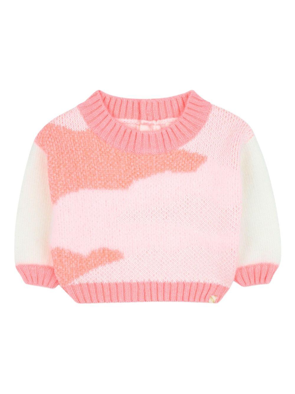 Maglione per neonata Billieblush rosa con design color - block - Rubino Kids