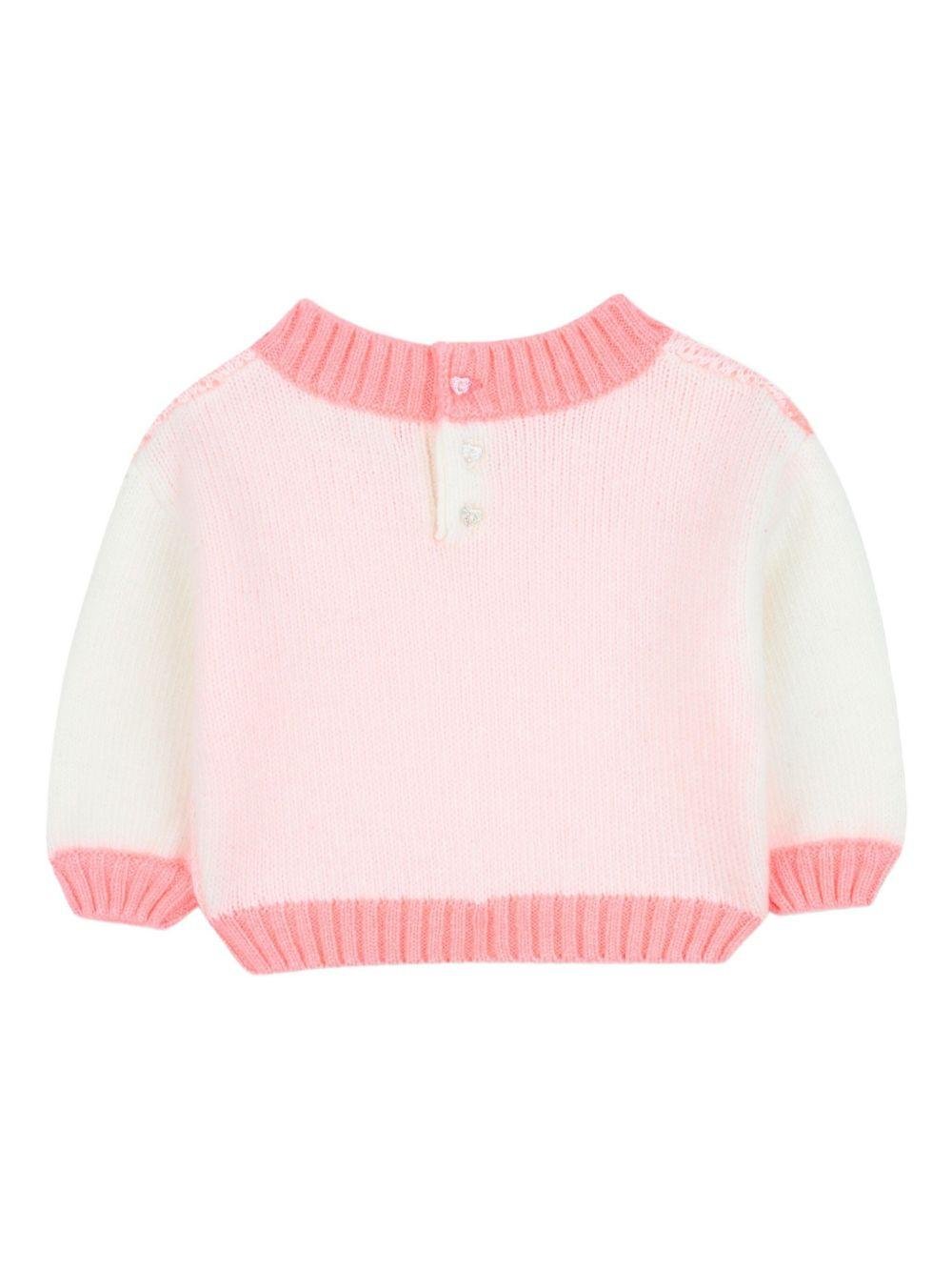Maglione per neonata Billieblush rosa con design color - block - Rubino Kids