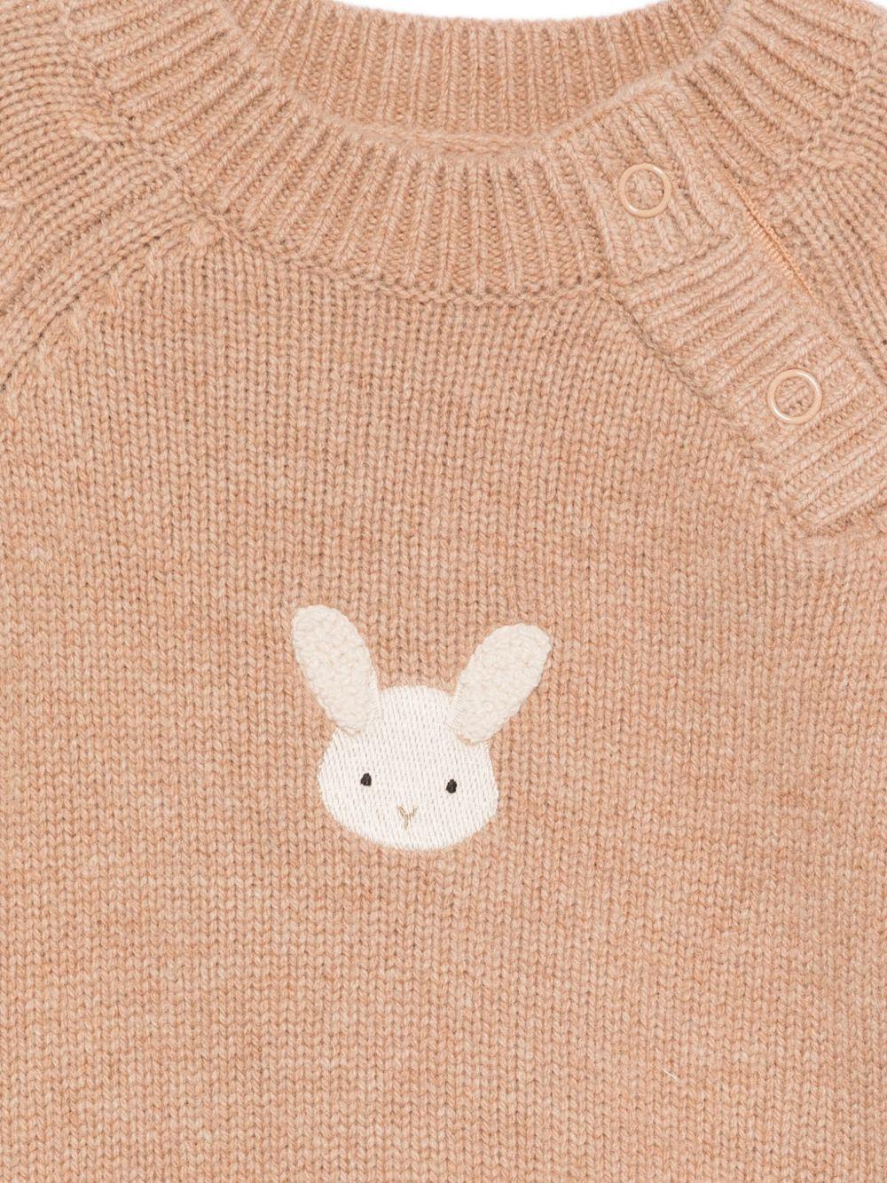 Maglione per neonata Donsje beige con ricamo coniglio - Rubino Kids