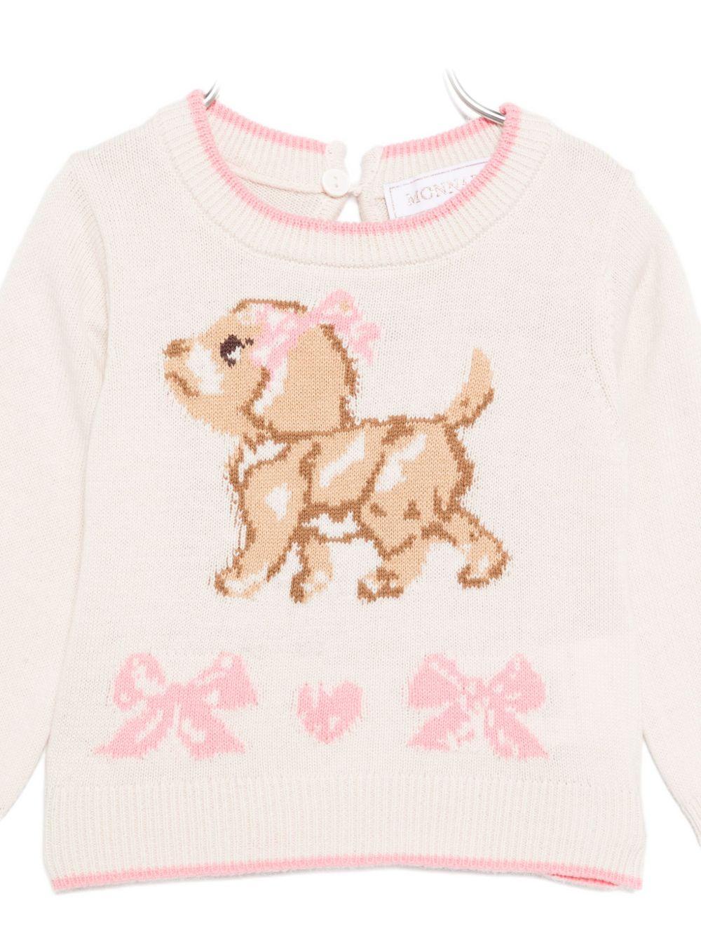 Maglione per neonata Monnalisa beige con dettaglio fiocco - Rubino Kids