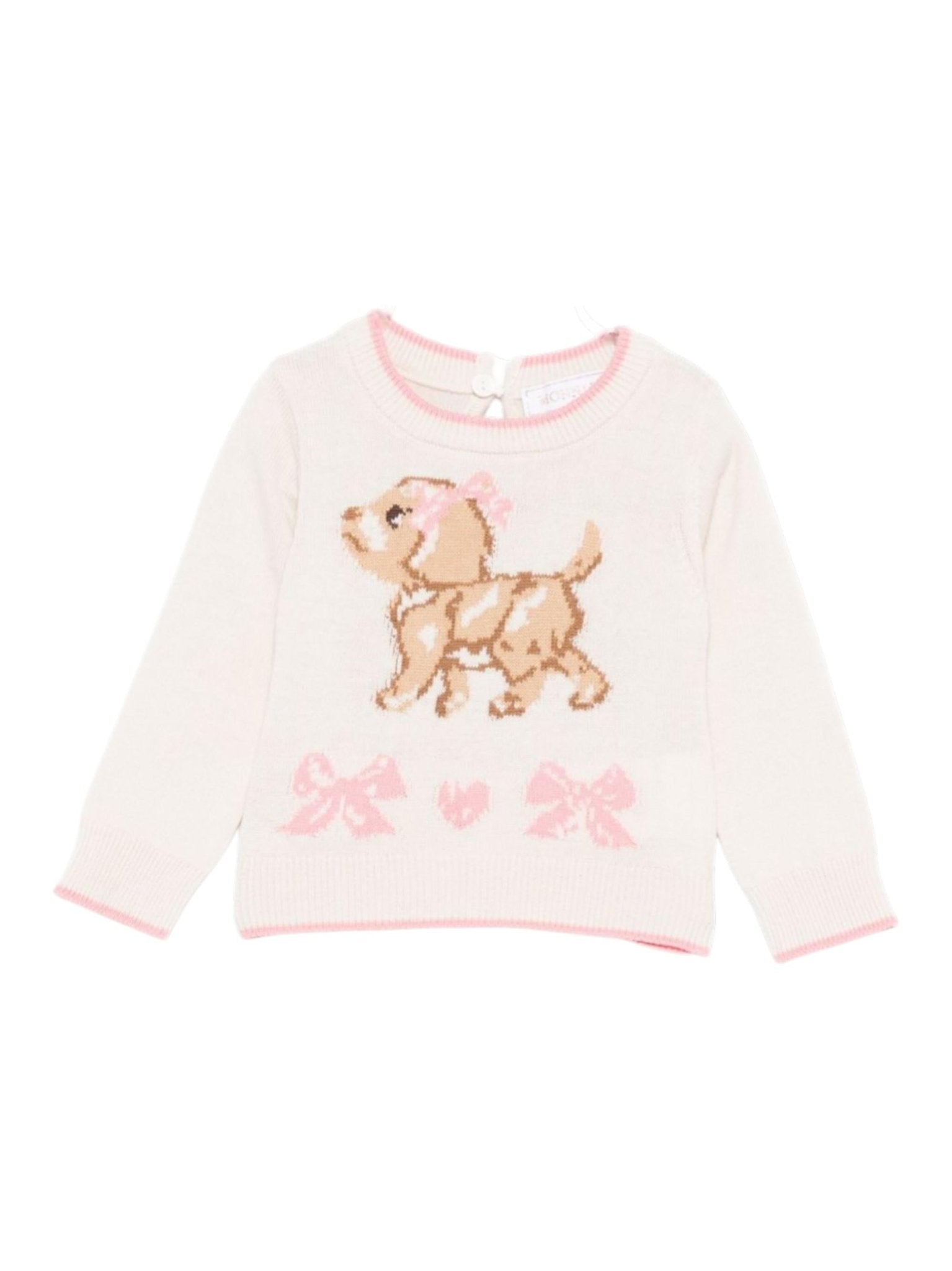 Maglione per neonata Monnalisa beige con dettaglio fiocco - Rubino Kids