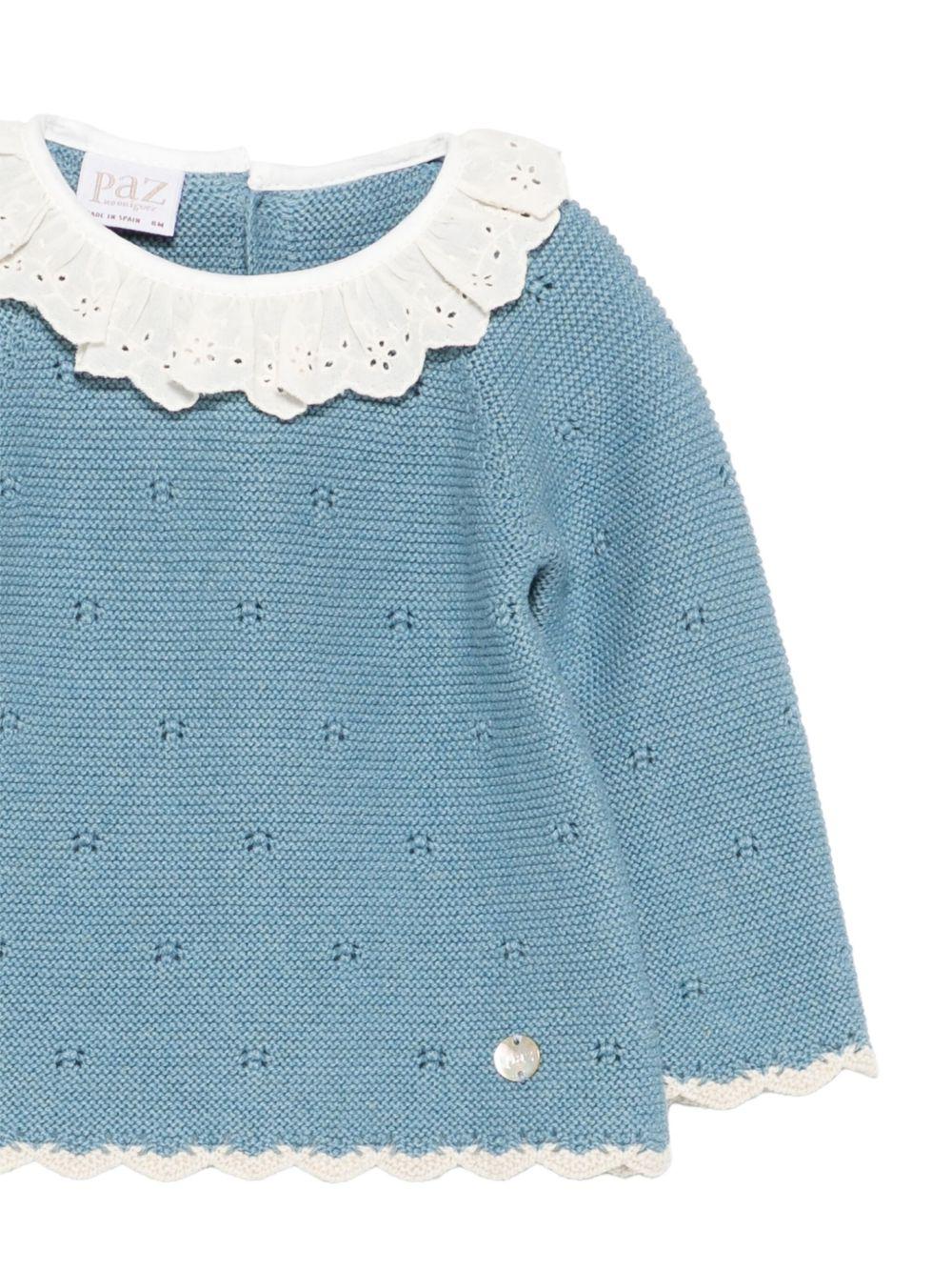 Maglione per neonata Paz Rodríguez blu con dettagli in pizzo - Rubino Kids