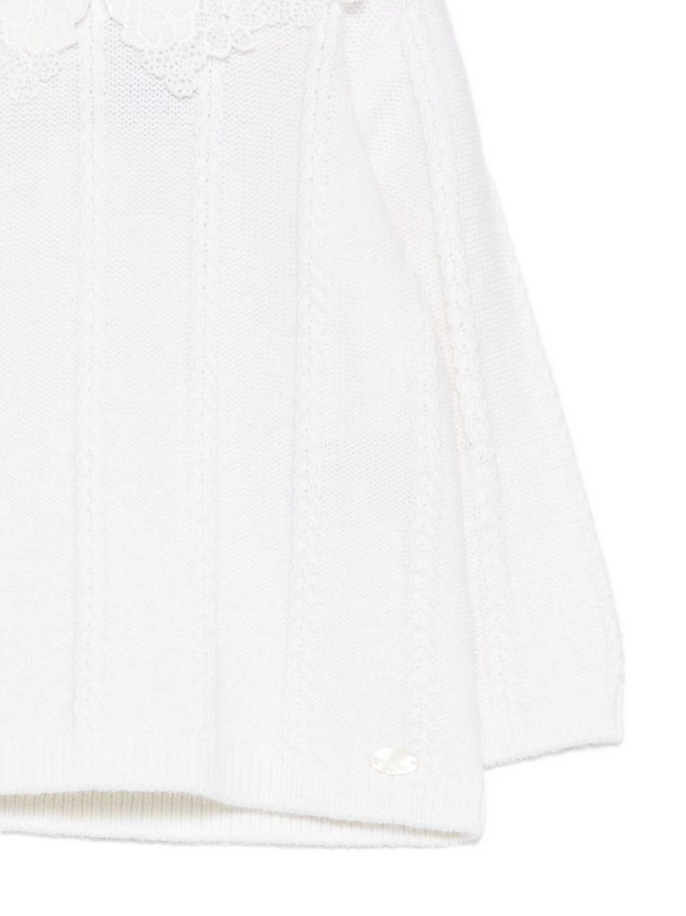 Maglione per neonata Tartine Et Chocolat bianco con colletto in pizzo - Rubino Kids